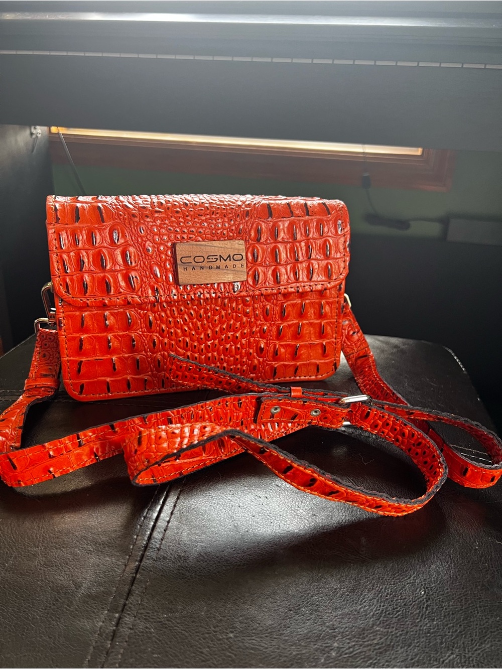 Cosmo Handmade Croc-Embossed Crossbody Bag